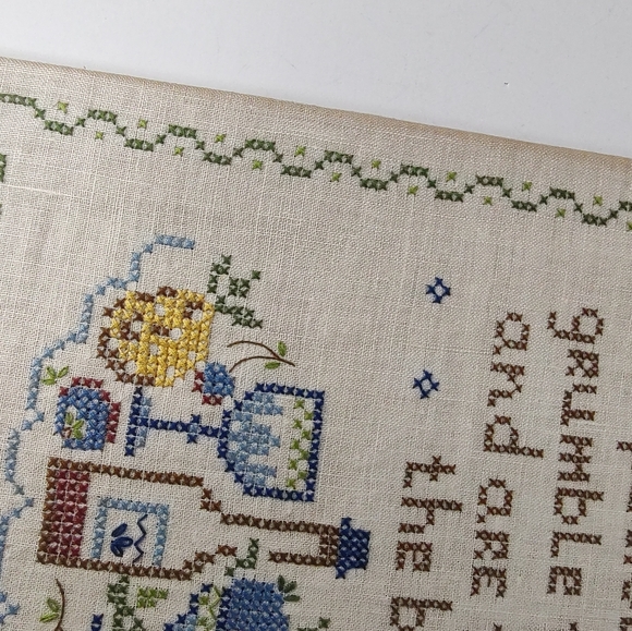 Vintage 1960s Handmade Cross Stitch Sampler 12” X 14” Completed NO FRAME - Picture 6 of 10
